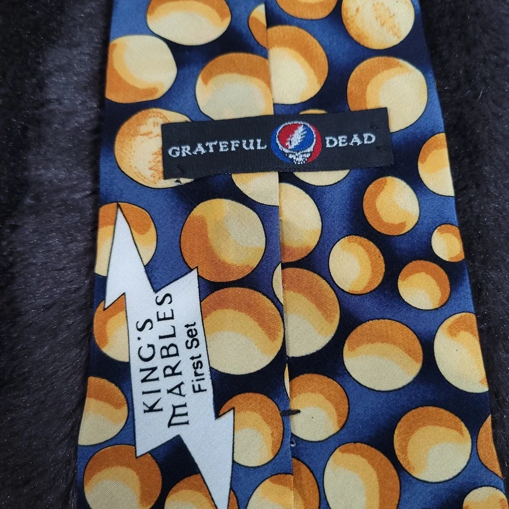 Grateful Dead Kings Marbles First Set Silk Tie Navy Gold Steal Your Face USA